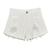 Women's Casual Denim Shorts Frayed Raw Hem Ripped Jeans Shorts
